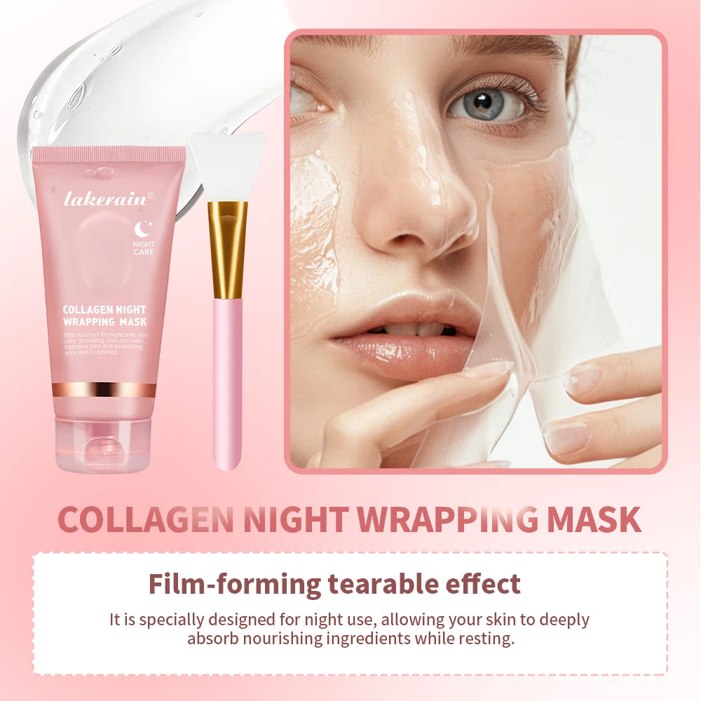 Collagen Overnight Wrapping Peel Off Facial Mask Moisturizing Reduce Fines Lines Dryness Hydration Brightening Korean Skin Care