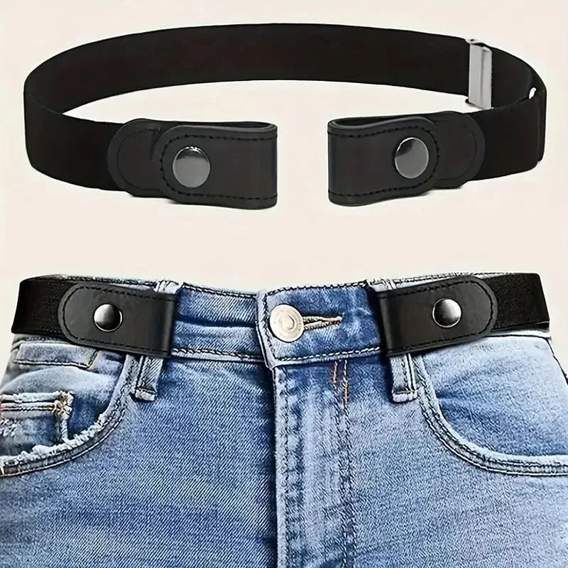 Canvas Adjustable Elastic Waist Band Invisible Belt Buckle-Free Belts for Women Men Jean Pants Dress No Buckle Easy To Wear