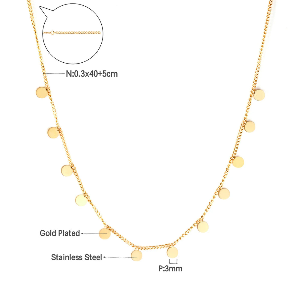 LUXUSTEEL Tiny Small Pendant Choker Necklace for Women Gilrs Stainless Steel Fashion Dainty Coin Stars Baby Foot Charm Jewelry