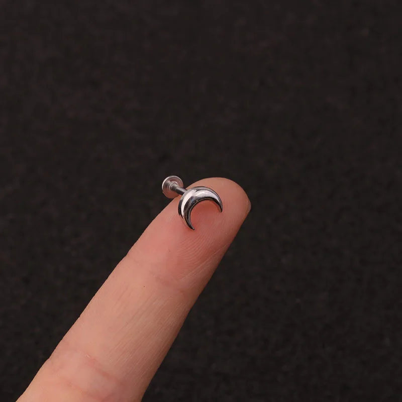 1PC 16G New Cross Heart Flower Crown Tragus Helix Stainless Steel Labret Lip Bar Rings Stud Cartilage Ear Piercing Body Jewelry