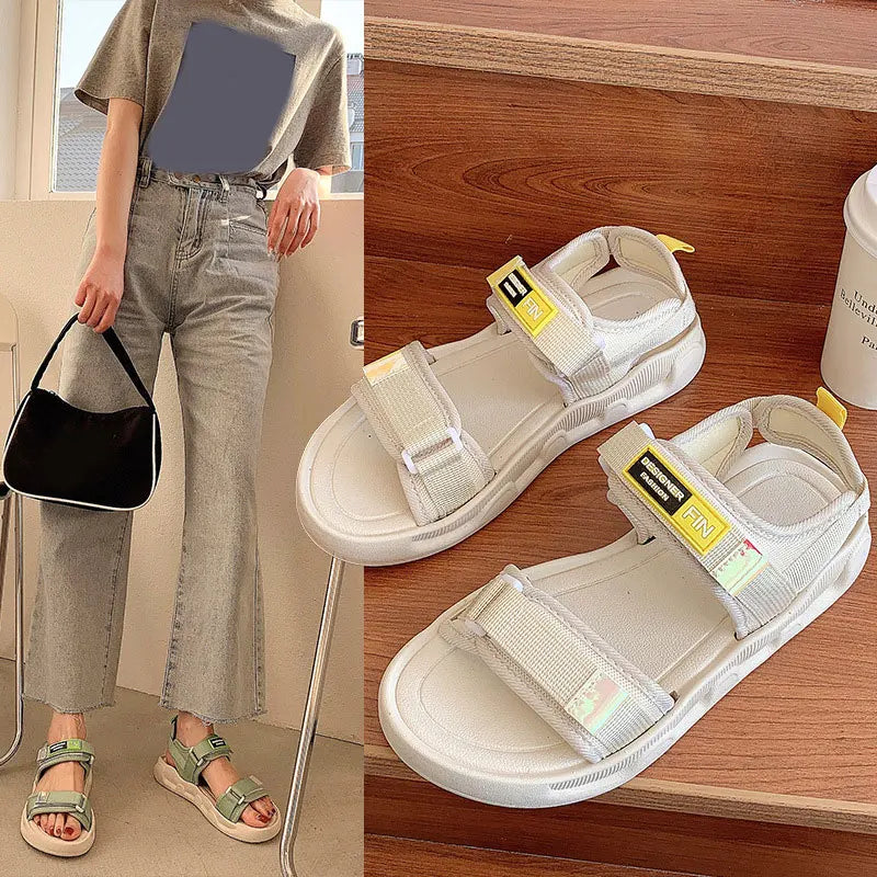 2023New Women's Sandals Fashion Thick Soled Non Slip Comfortable Outer Wear Seaside Sandalias for Summer Buckle Strap Beach