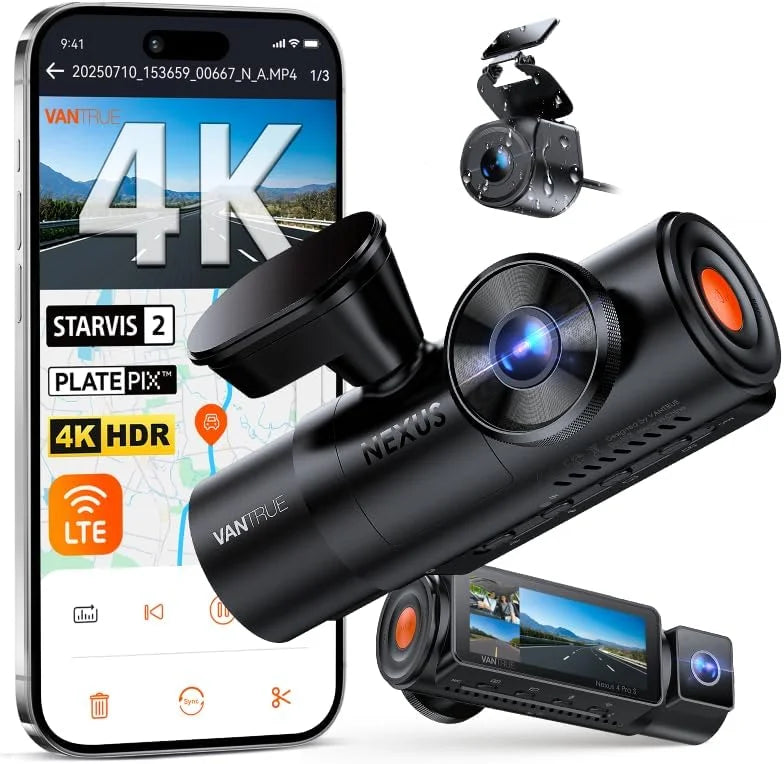 Vantrue N4 Pro S DashCam 4K+1080P+2.5K 3 Channel Waterproof Rear Camera Voice Control HDR IR Night Vision GPS Wi-Fi Parking Mode