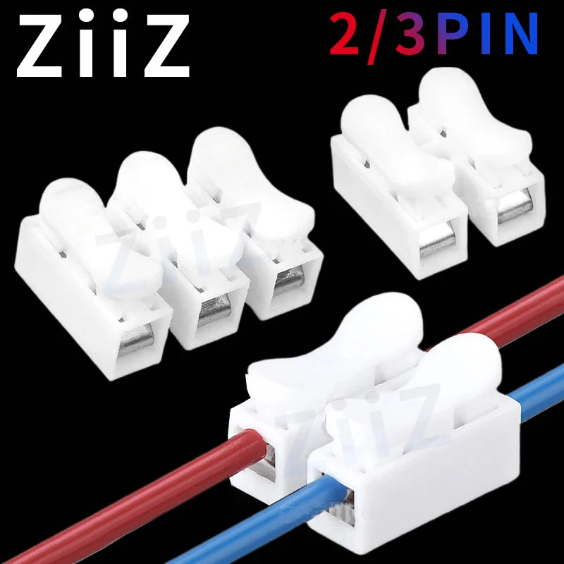 20/50Pcs No Solding Quick 1P 2P Cable Wire Connector No Screw Terminal Block Spring Clamp ZiiZ