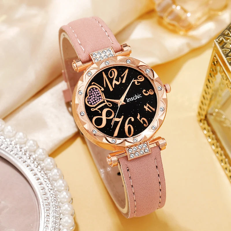 6Pc Compact And Exquisite Quartz Watch For Valentine's Day, Ramadan, Birthdays, The Ideal Gift For Friends And Family