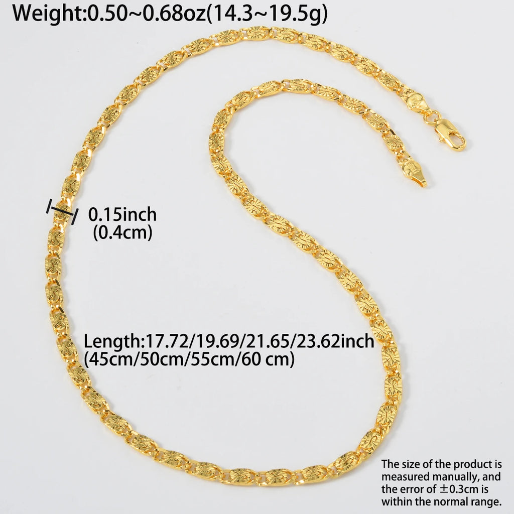 Dubai 18k Gold-plated Copper Necklace Chain Necklace Geometric Cylinder Jewelry Neck Chain 60cm Long Chain Daily Wear Gifts