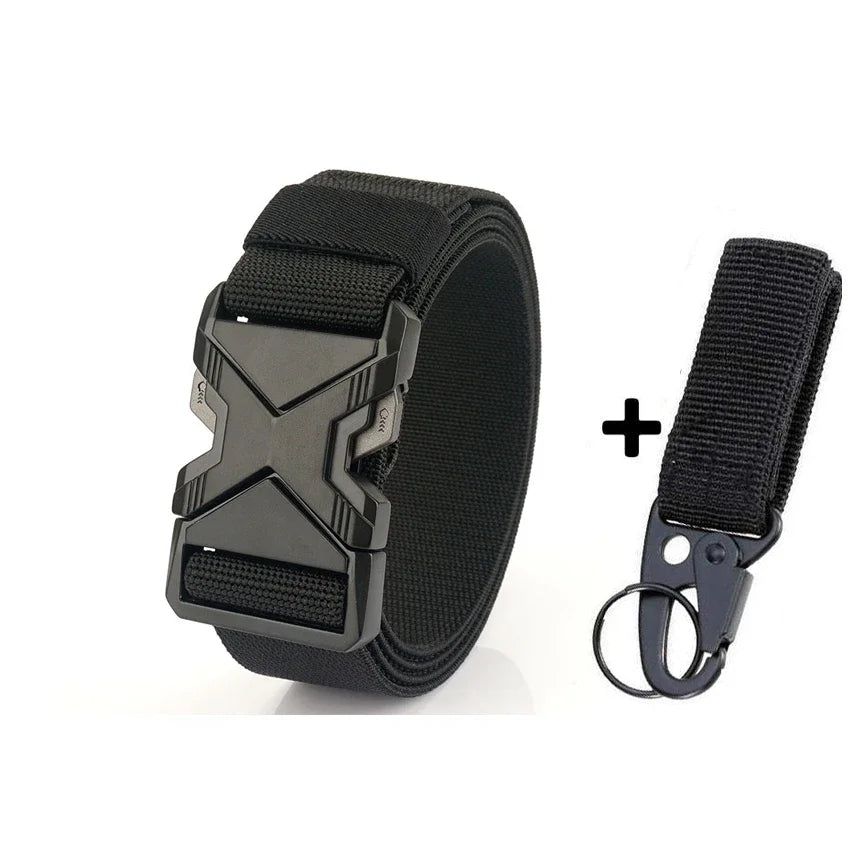 New Quick Release Metal Pluggable Buckle Tactical Belt Breathable Elastic Military Belts For Men Stretch Pants Waistband Hunting