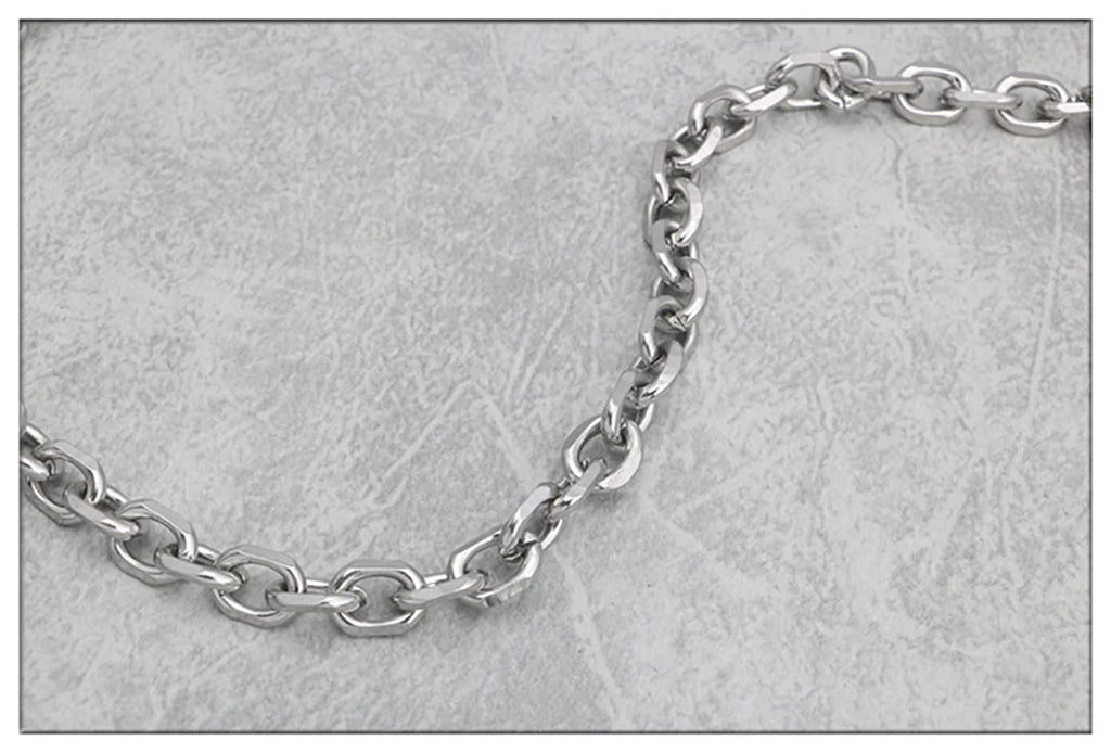 Fashion Stainless Steel Batch Angle Chain Coarse Batch Angle O Word Cross Chain Necklace Clavicle Chain Jewelry Gift Hot Sale