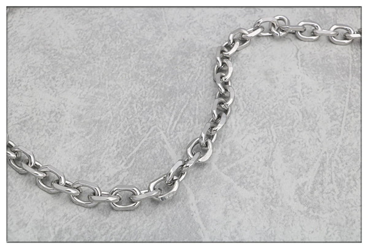 Fashion Stainless Steel Batch Angle Chain Coarse Batch Angle O Word Cross Chain Necklace Clavicle Chain Jewelry Gift Hot Sale