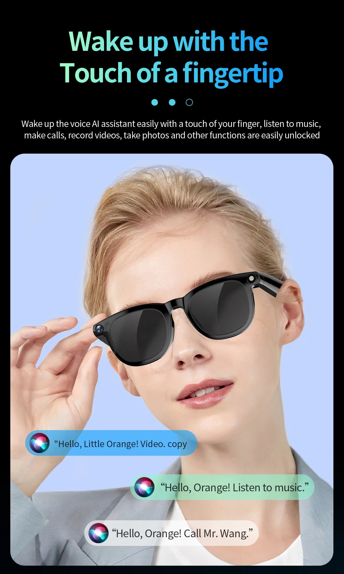 2 In1 4K Smart AI Glasses 800W Pixel AI Shooting Camera HD Photo Video Voice Call Translation Waterproof Bluetooth AI Glasses
