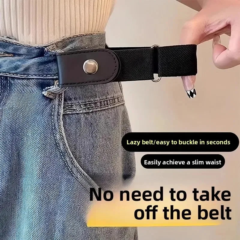 Canvas Adjustable Elastic Waist Band Invisible Belt Buckle-Free Belts for Women Men Jean Pants Dress No Buckle Easy To Wear