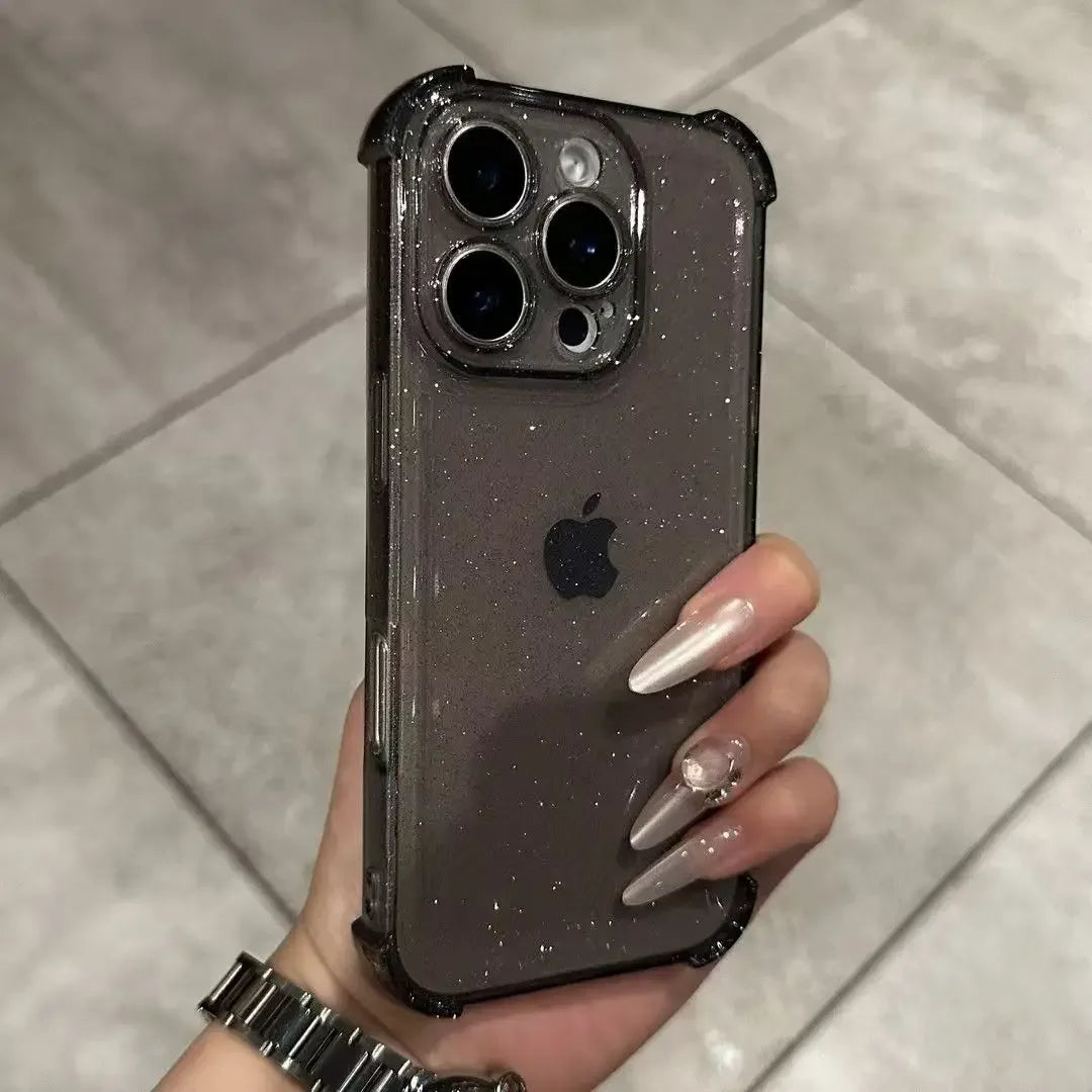 Luxury Shockproof Clear Bling Glitter Phone Case For iPhone 17 16 15 14 13 12 11 Pro Max Plus 16E Transparent Soft Bumper Cover