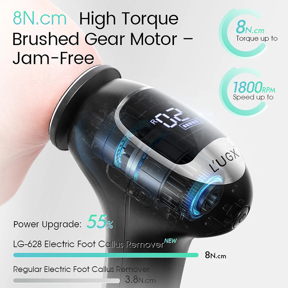 Electric Foot Callus Remover Adjustable Speed 115° Angled Design 8N.cm High Torque Foot Care Machine with Replaceable Sandpaper