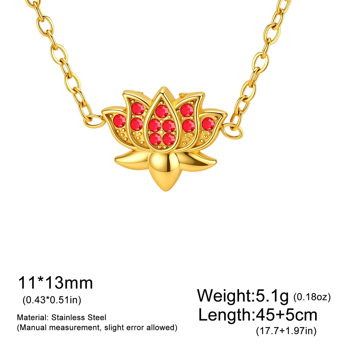 Skyrim Lotus Pendant Necklace for Women Stainless Steel Gold Color Cubic Zirconia Flower Clavicle Chain Spiritual Yoga Jewelry