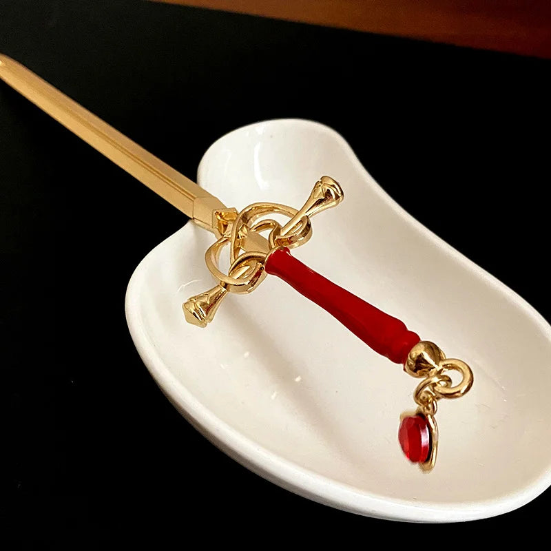 Sword Hairpin Headdress For Women Chinese Style Vintage Hair Sticks Hairstyle Ponytail Holder Hair Accessories Jewelry K0