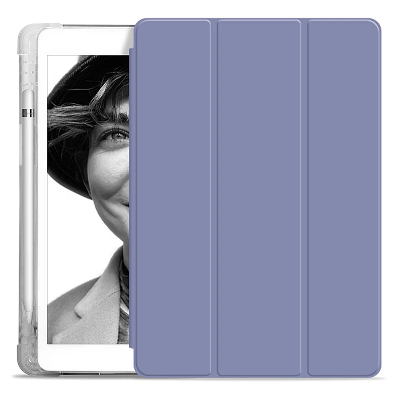With Pencil Holder Case For iPad A19 12th A16 11th Pro 11 Air 11 5 4 10.9 10th 10.2 7 8 9th 9.7 5/6th Air 1/2 9.7 Air 3 Pro 10.5