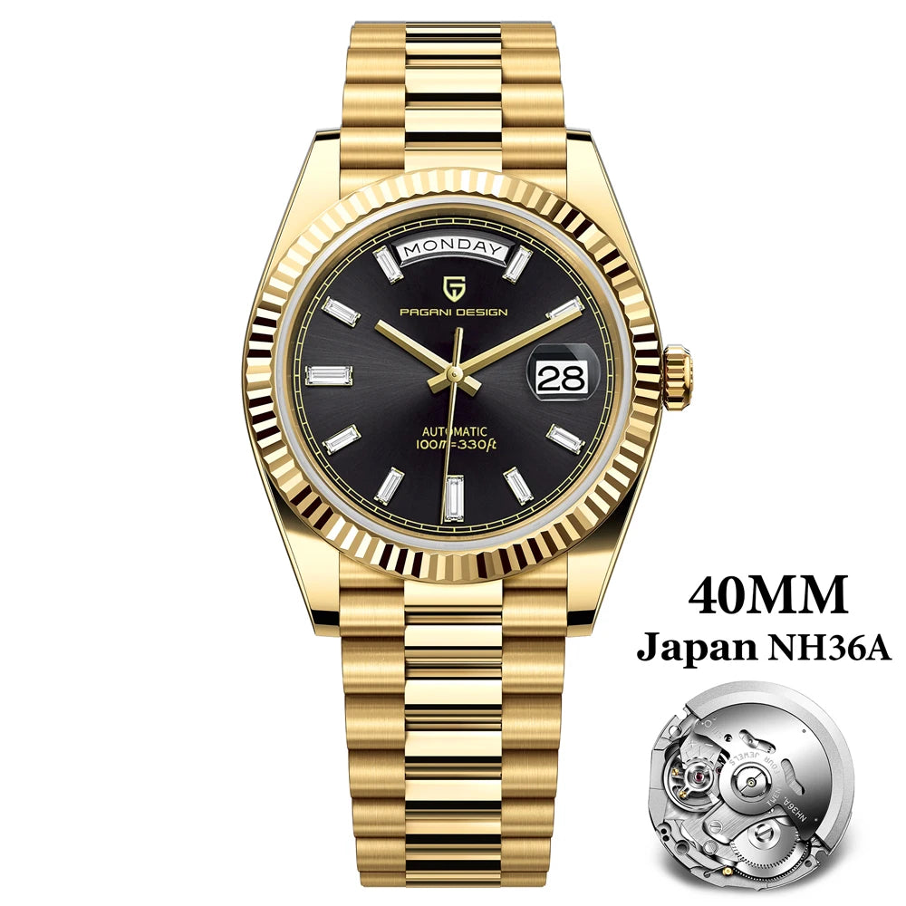 PAGANI DESIGN 2026 New Luxury Rose Gold DD40 Automatic Watch For Men NH36A Mechanical Wristwatch Men Stainless steel Waterproof