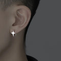 1Pcs Gothic Silver Color Star Hoops Earrings For Women Men Teens Luxury New Fashion Trendy Party Jewelry Aesthetic Accessories