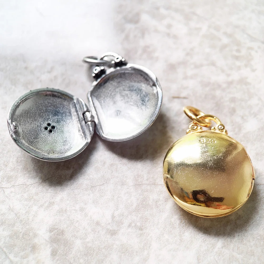 Round Medaillon With Star Locket Necklace Brand New Link Chain Fine Jewelry Europe 925 Stering Silver Romantic Gift For Women