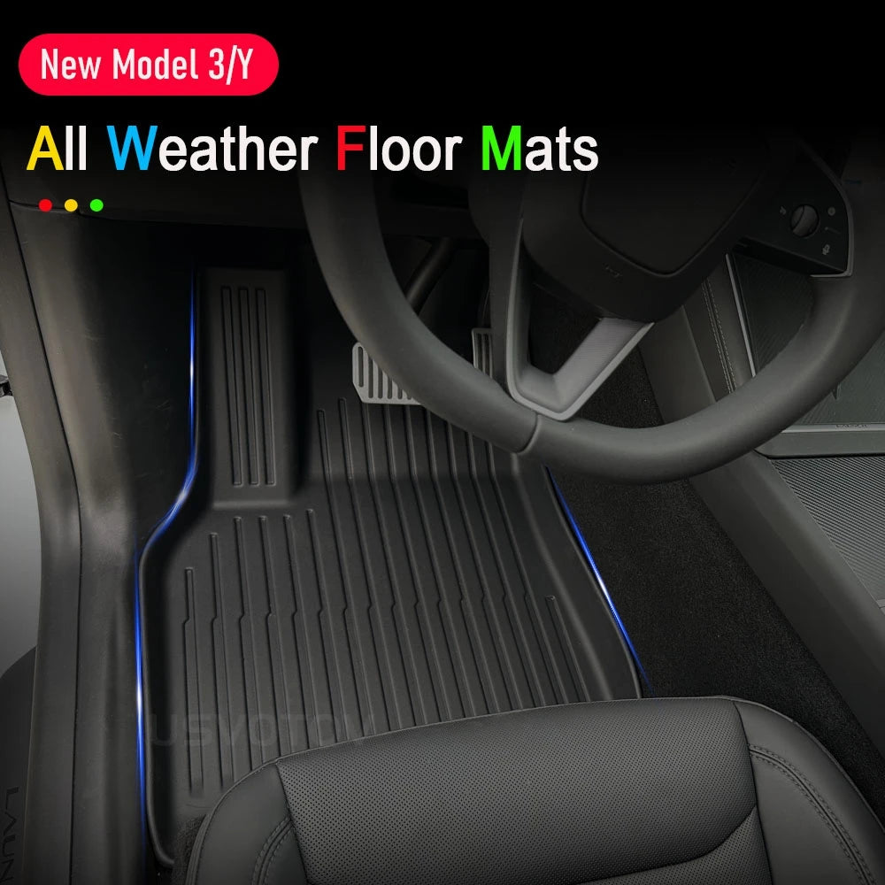 USVOTOV For Tesla Model Y Juniper 2025 2026 Floor Mats TPE Front Rear Cargo Liner Backrest Pads Trunk Mats for Tesla Accessories
