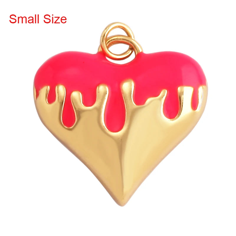 Enamel Flowing Heart Charm Pendant Valentine Gift,18K Real Gold Plated Colour,Necklace  Pendant for Handmade Jewelry Supply M92