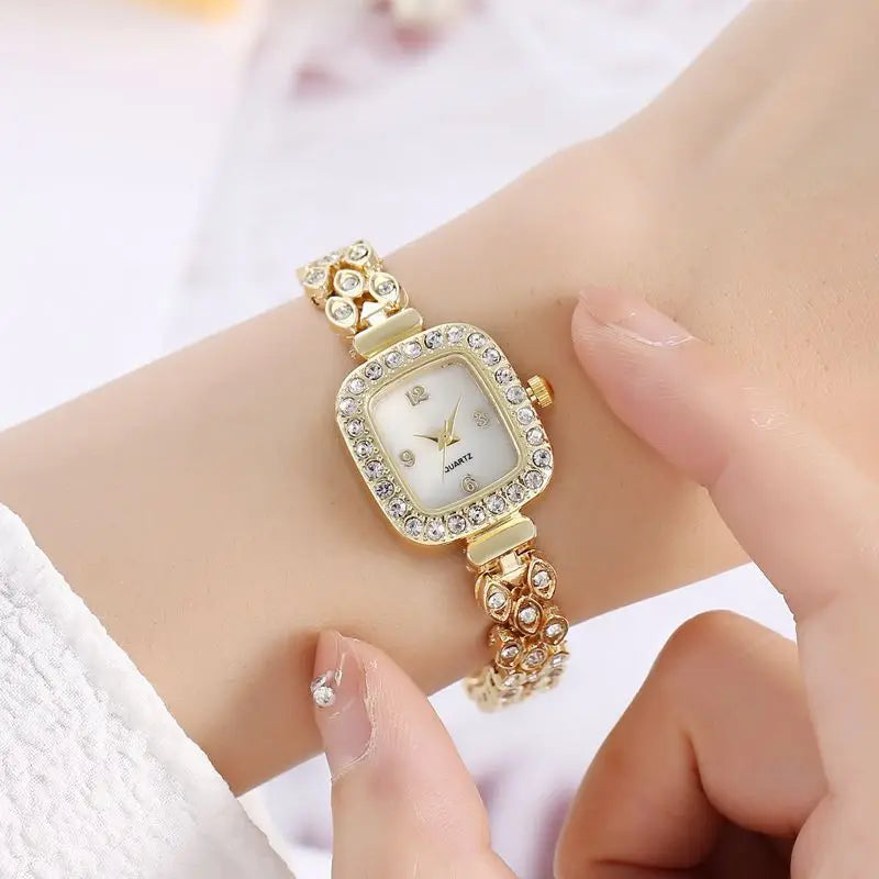 New Fashion Square Bracelet Watches For Woman Ladies Crystal Stainless Steel Wrist Casual Quartz Watch For Gifts Reloj Mujer Hot