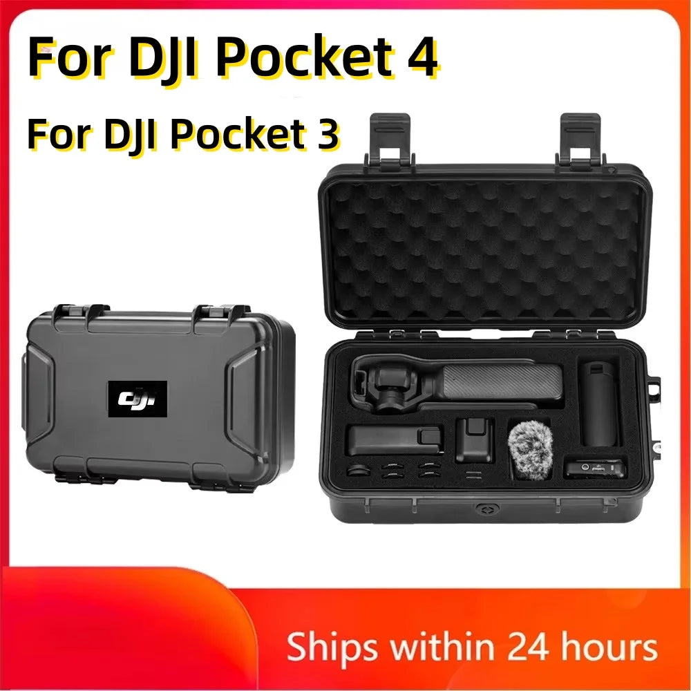 ForDJI Pocket 4 Waterproof Hard Case for DJI Osmo Pocket 3 Camera Accessories Travel Box Portable Carrying Case Black Suitcase
