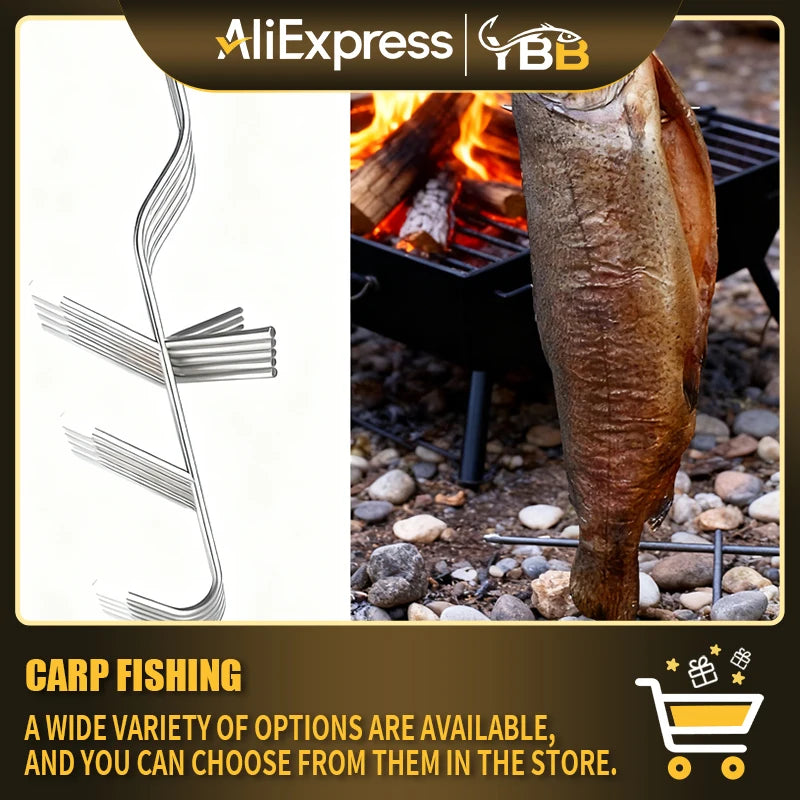 Fish Hooks for Smoking, Stainless Steel Butcher Hooks for Hot & Cold Smoked Fish, Commercial Grade S-Hooks for Meat Curing and P