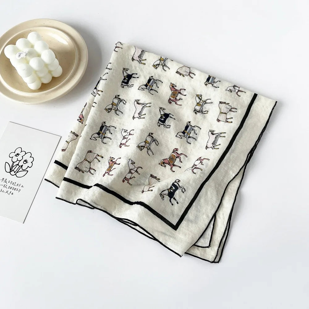 Fashion Square Scarf 1pcs Cotton Rich Summer Scarf Digital Printed Head Scarf for Women Versatile Lightweight Wrap Chic