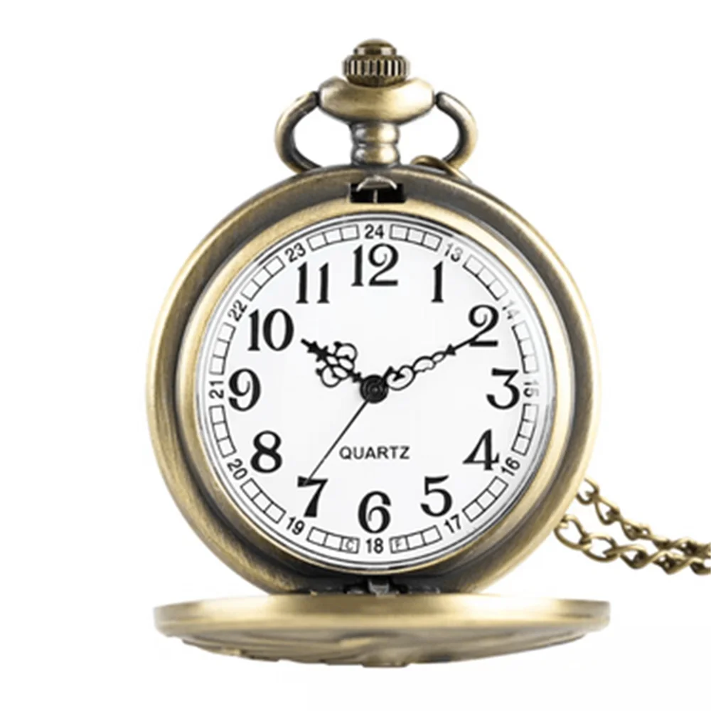 Bronze Masonic Vintage Necklace Pendant Quartz Clamshell Arabic Digital Pocket Watch The Best Gift