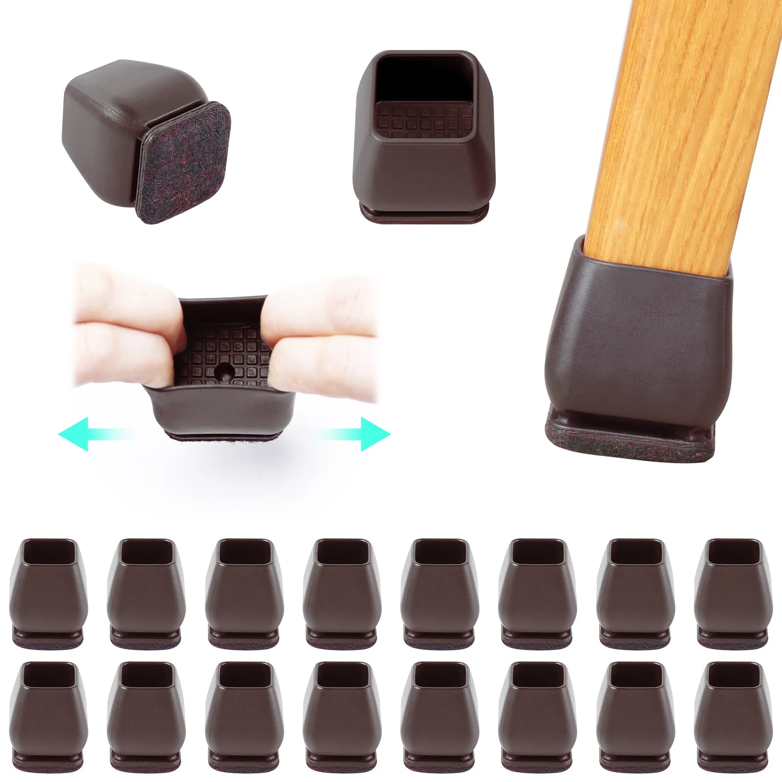 16PCS Silicone Chair Legs Pads Non-Slip Felt Chair Feet Caps Furniture Floor Protectors No Scratches Reduce Noise Home Decor