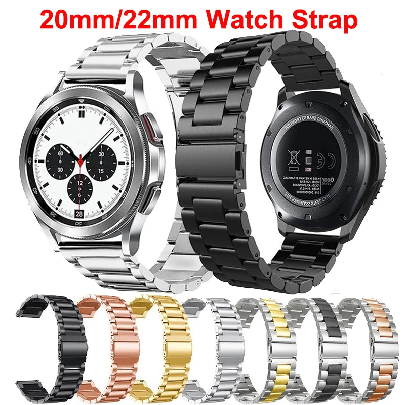 22mm 20mm Stainsteel Steel Strap For Samsung Galaxy 7 6 3 4 5 Pro Classic Metal Band For Huawei GT 4 46mm Amazfit Bip/GT/GTS/GTR