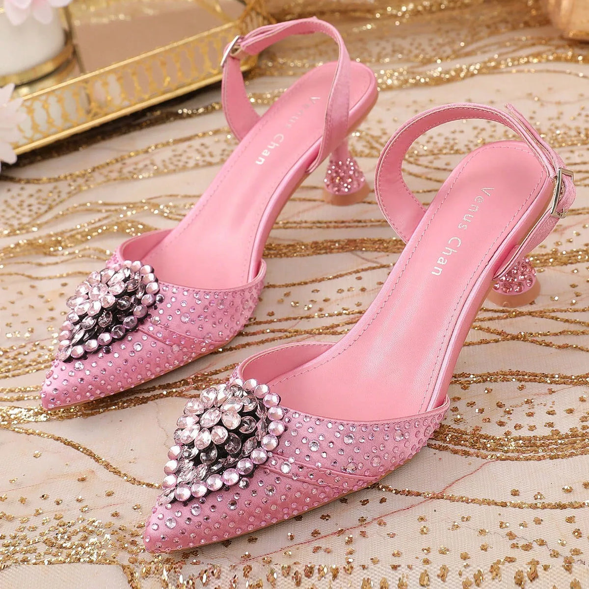 Sky Blue Wedding High Heels for Women Italy Design Rhinestone  Decorate Pointed-Toe Gorgeous Parties 2025 INS Lady Plus Size