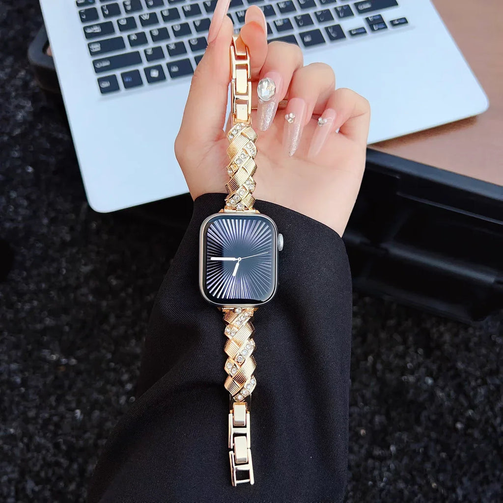 Nice Bling Ear of Wheat Bracelet Link for Apple Watch Band Series S11/10/8/7/6/3/4/5/9 40mm 41mm 38mm 42mm 44mm 45mm 46mm Strap