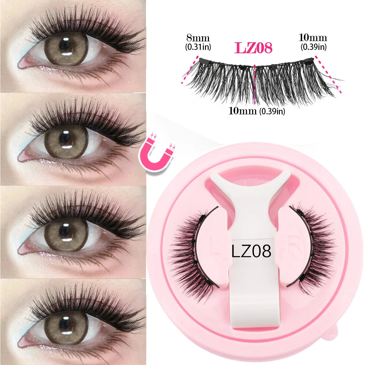 1 Pair Magnetic Eyelashes Set Reusable Easy to Use Eyelash Extension Tools Natural Curler False Eyelashes With Magnetic Tweezers
