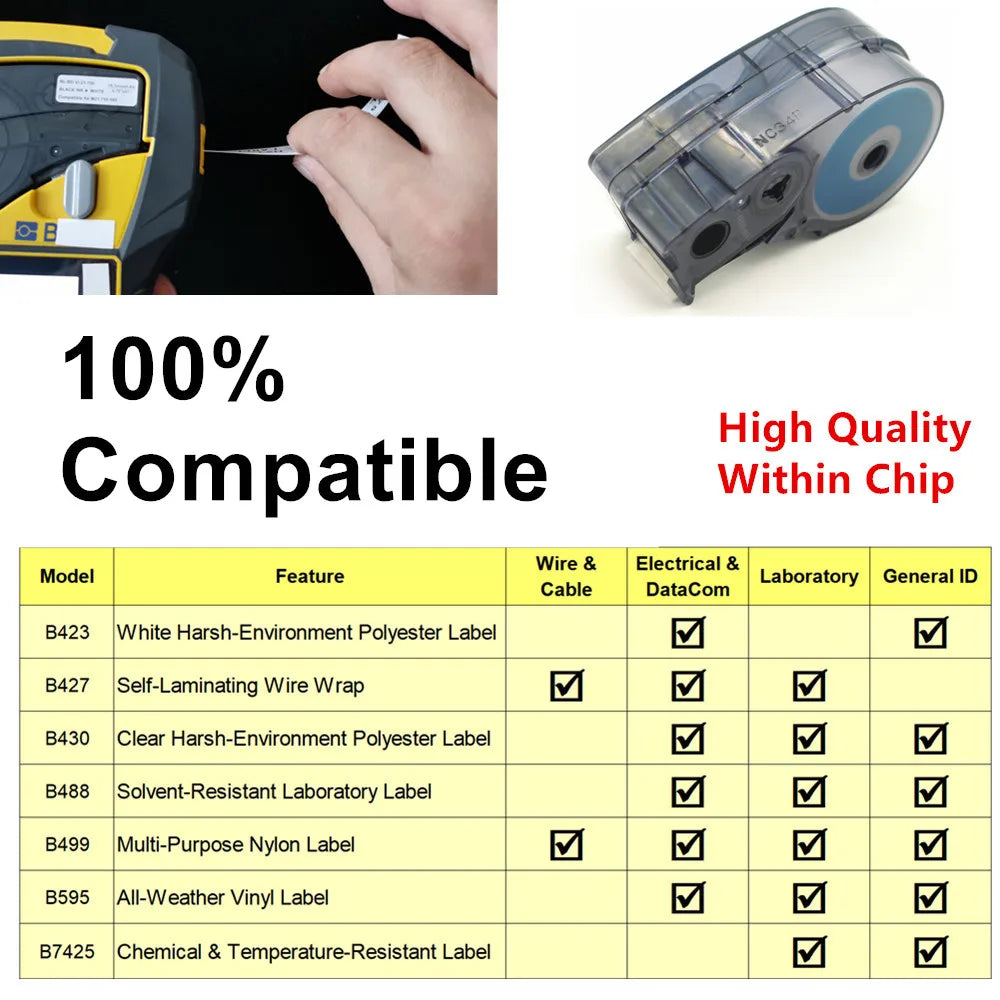 10~30PK Recharge Vinyl Ink Cartridge Ribbon Brady M21 750 427 Maker Strick For Labeller Handheld Label Printer Black on White