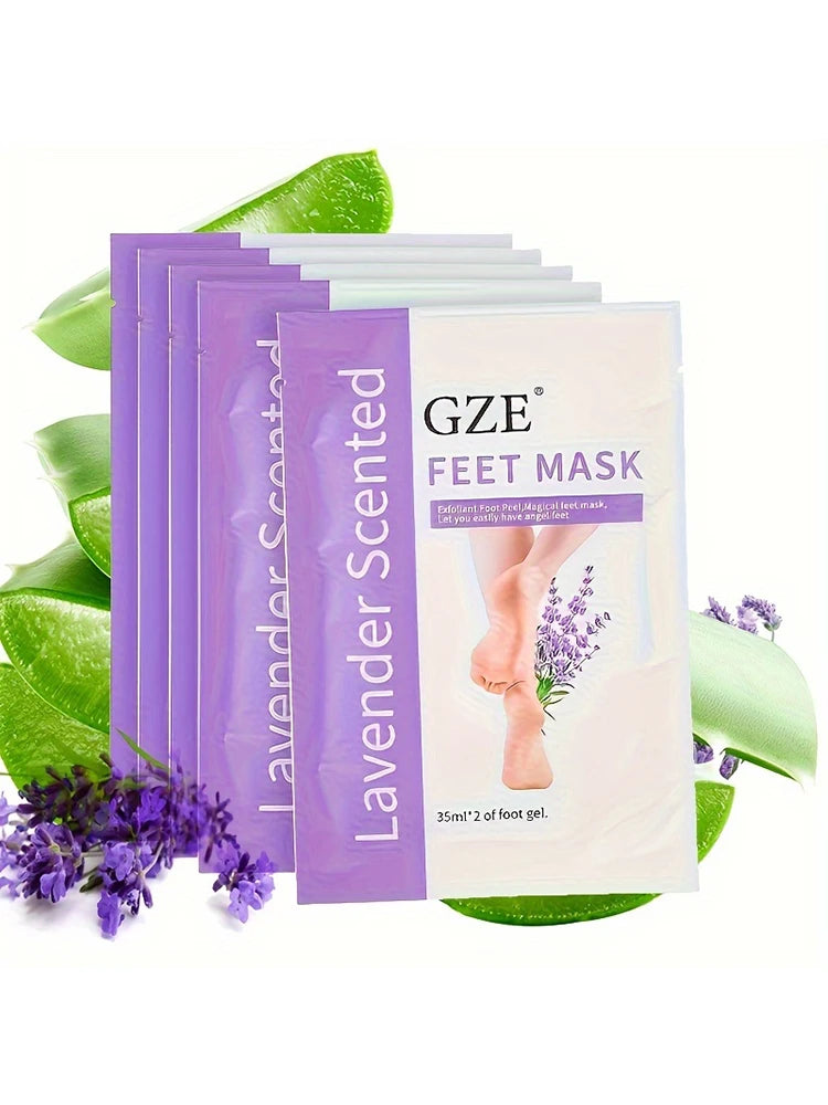 GZE Foot Peel Mask Skin Exfoliating Foot Masks for Dry, Rough Cracked Feet Heels, Callus, Dead Skin Remover - Feet Peeling Mask