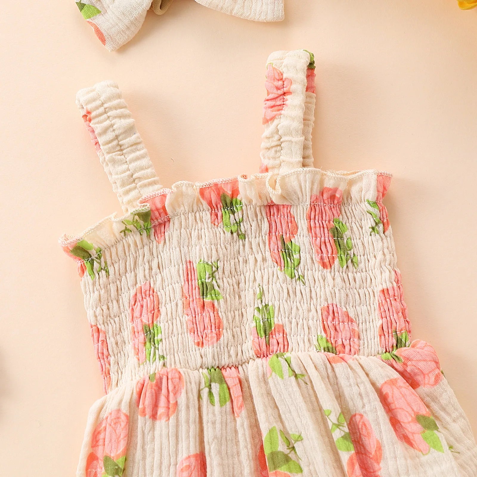 Summer female infant peach embroidered triangular Romper sweet and cute