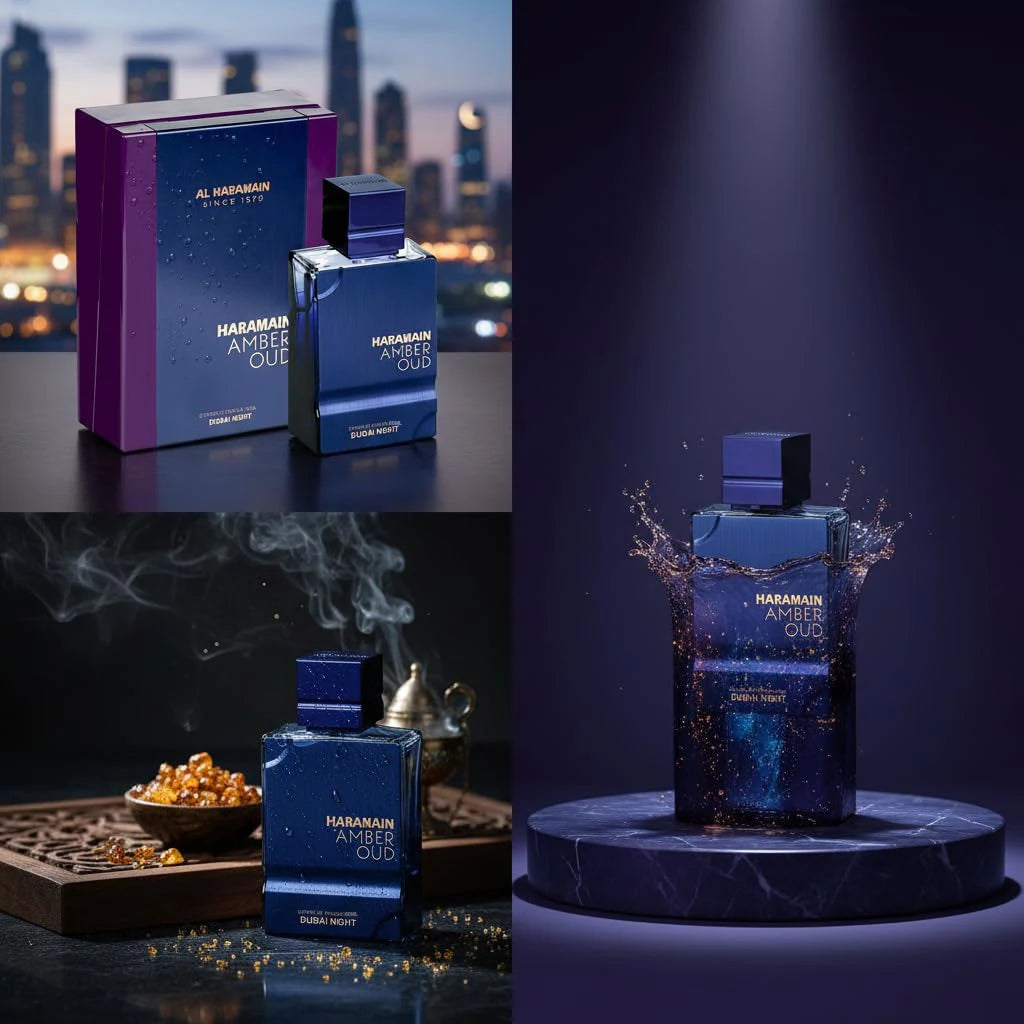 AL HARAMAIN Amber Oud Dubai Night Oud Men's Cologne — Amber Woody Fragrance for Men, Long-Lasting, 60ml