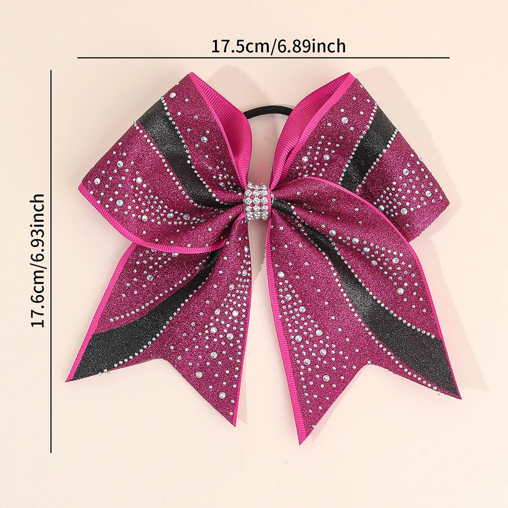 Glitter Rhinestone Large Bow Hair Band For Girls Women Sweet Shiny Crystal Rubber Bands Hair Elastics Daily Party Accessories