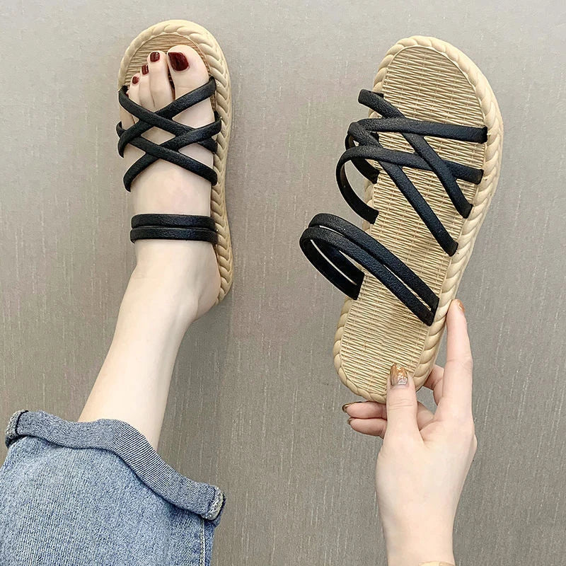 Fashion New Style Popular Women's Summer Soft Bottom Shoes Super Fairy Sandals Flower Flat Slippers For Women Wear Outdoor