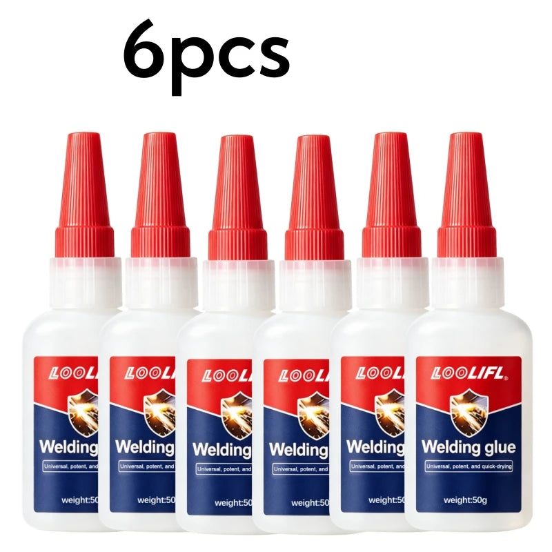 6 Pack 50g LOOLIFL Oily Welding Super Glue Fast Curing Waterproof Flexible Repair Glue for Bike Motorcycle Tire Archery Carbon Arrow Metal Plastic Leather Crafts