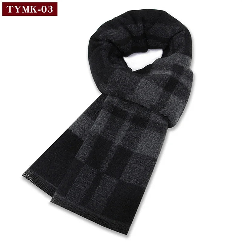 Plaid Scarf Man Black Winter Warm Wool Scarf For Men Cashmere Scarves Casual Male Long Pashmina Outdoor Shawls Man Muffler Gift