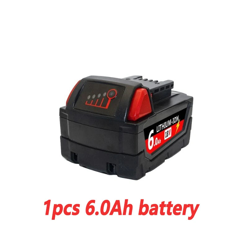 For Milwaukee M18 Power Tool Battery, Charger, BR, XC, 18V 6.0Ah M18B5, 48-11-1860, Milwaukee 18V Battery Built-in 18650 Battery