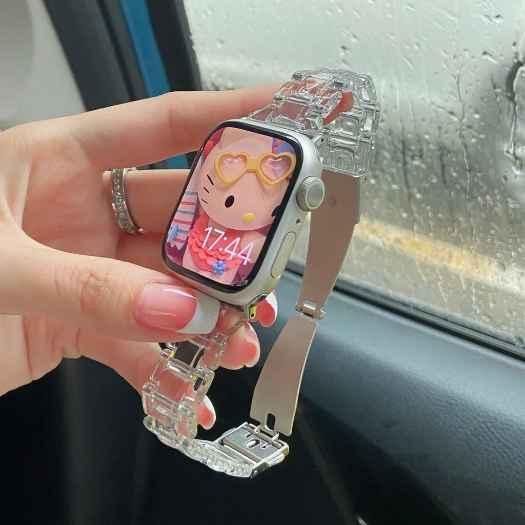 Slim Transparent Strap for Apple Watch Band 9 8 7 6 5 43 SE Ultra 49MM 45mm 42MM 38MM 44MM 40MM rainbow color Bracelet on iWatch