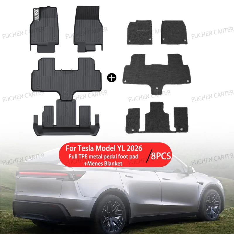 Car Floor Mats for Tesla NEW Model YL 2026 Car Four Seasons Waterproof Non-slip Floor Mat Trunk Mat TPE Special Car Accessories