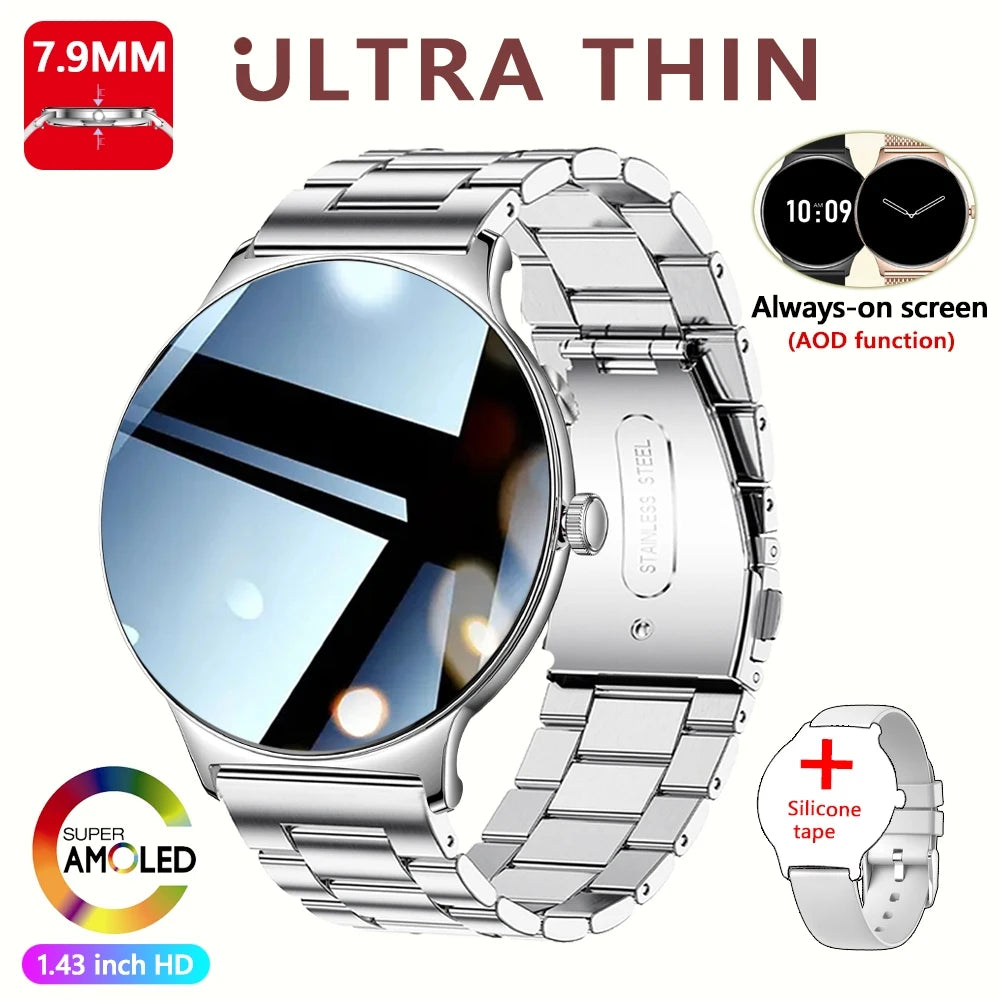 ChiBear Ultra Thin Fashion Smart Watch Women Screen Always Display Time Sports Bracelet Bluetooth Call AMOLED Smartwatch Woman