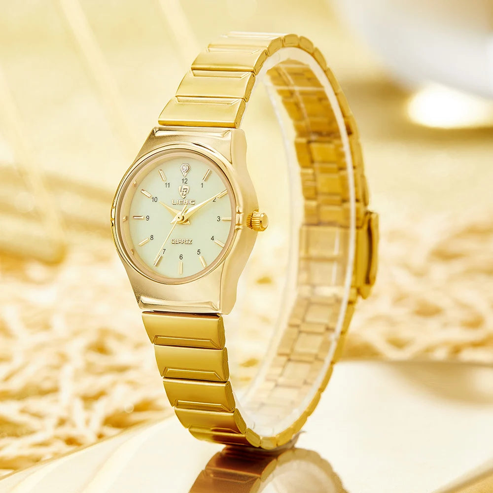 LIEBIG Women Quartz Watches Luxury Golden Stainless Steel Bracelet Waterproof Ladies Gold Wristwatch Girl Clock Relogio Mujer
