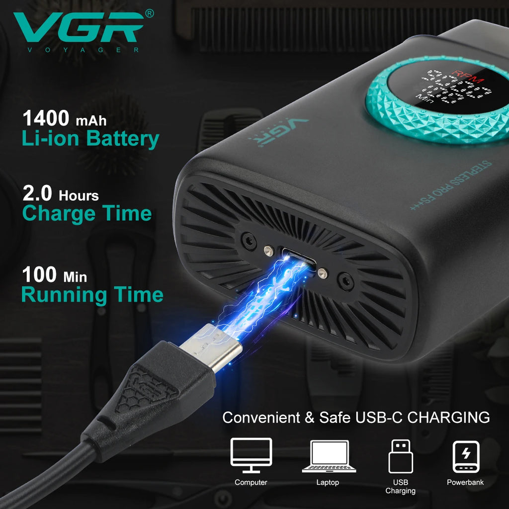 VGR Shaver Professional Shaving Machine Electric Razor Portable Beard Trimmer 9000 RPM Reciprocating LED Shaver for Men V-378
