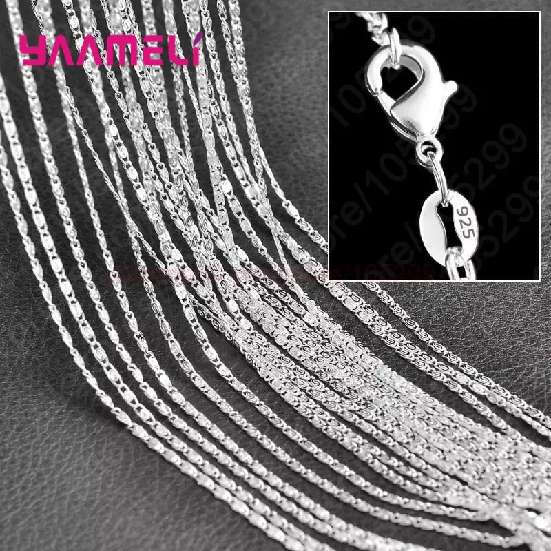 5pcs Lot Wholesale Pure S925 Sterling Silver Charm Link Chain Necklace Jewelry with Strong Smooth Lobster Clasps 16-30 Inches