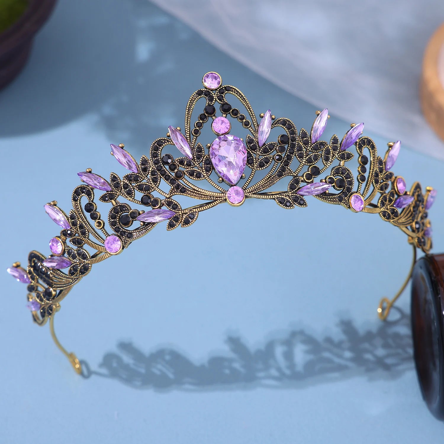 Bridal Headwear Purple-Colour Women's Grand Party Crown Birthday Tiaras
